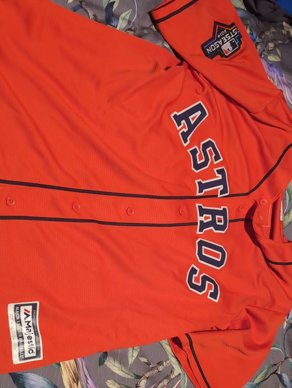 Majestic Orange Houston Astros Button-Front Jersey with Navy Trim